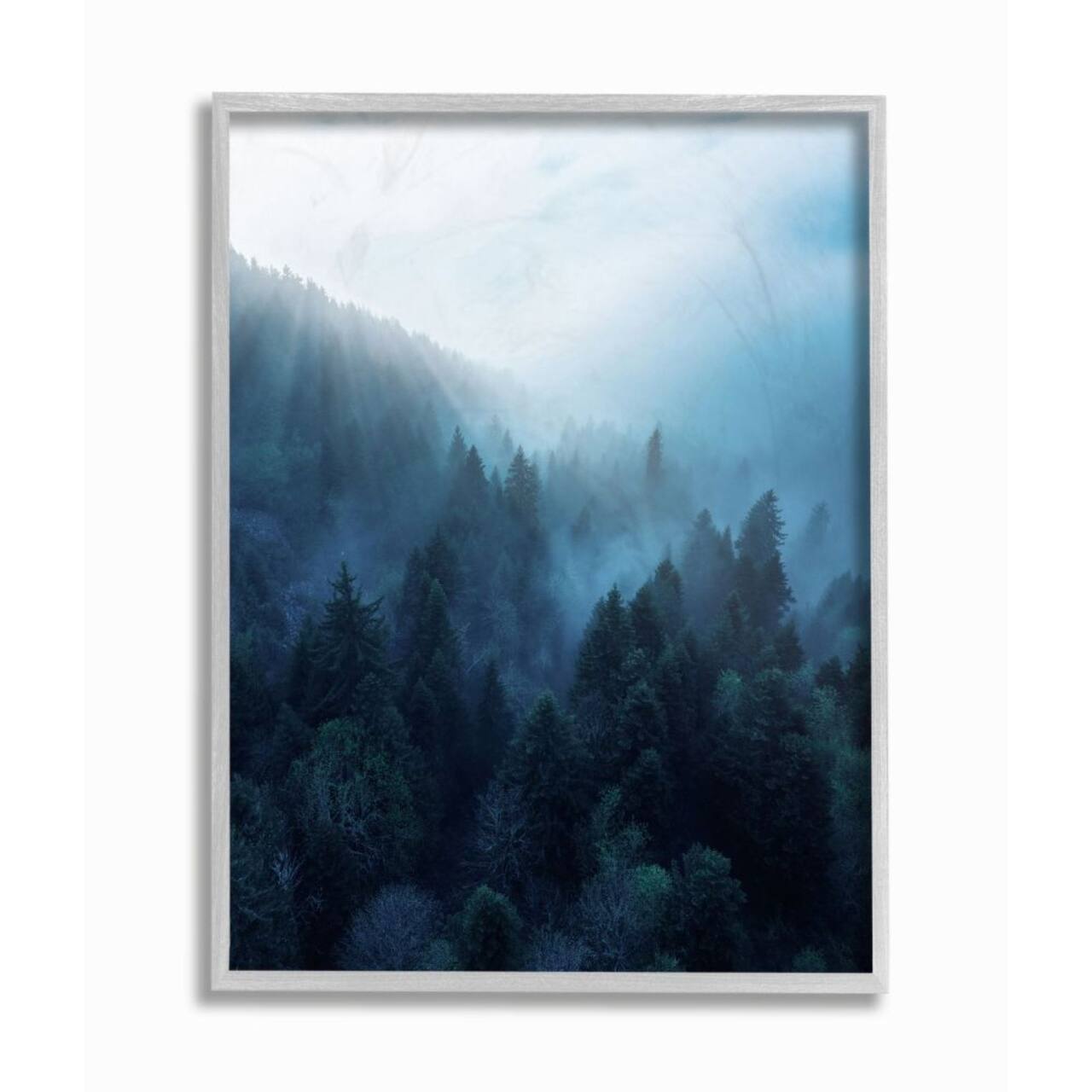 Stupell Industries Daylight over Pine Forest Mountain with Fog Framed Wall Art